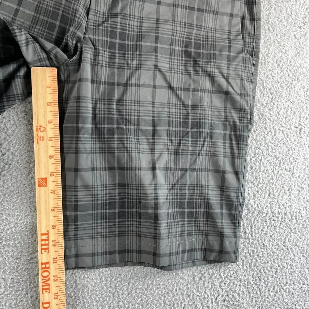 NEW Nike Shorts Mens 36 Gray Black Plaid Golf‎ Dri-Fit Tour Performance Stretch